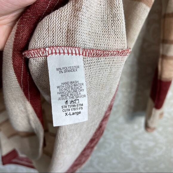 5/$30 Reb & J Striped V Neck Sweater XL - Picture 3 of 4